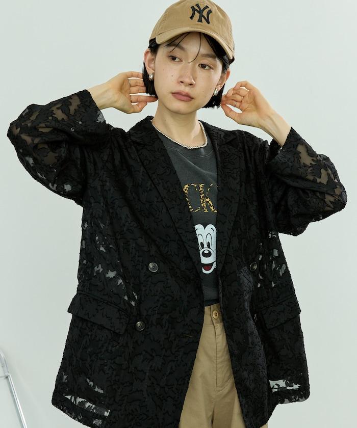 透視提花夾克