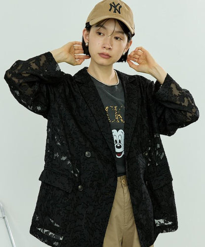 透視提花夾克