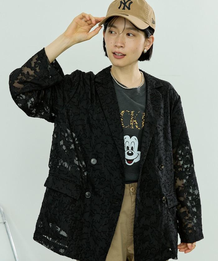 透視提花夾克