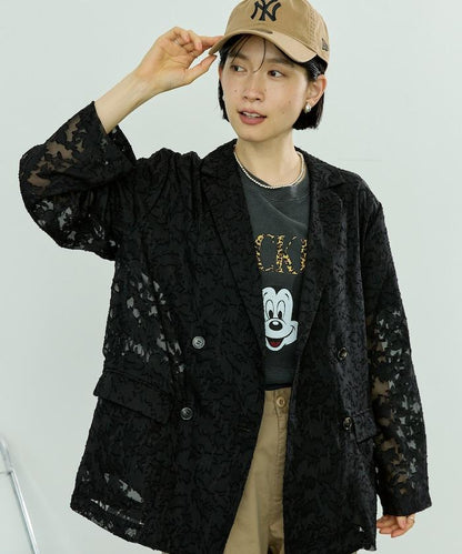 透視提花夾克