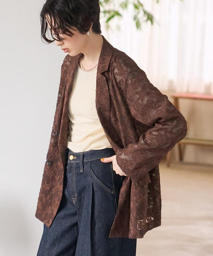 透視提花夾克