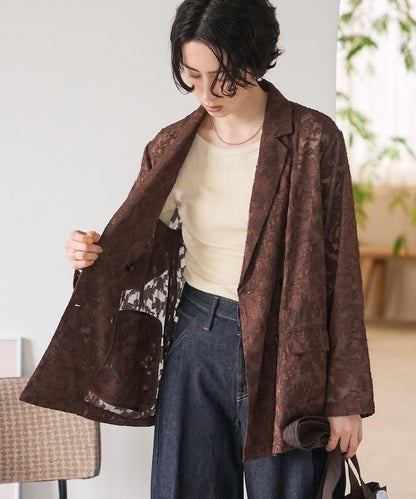 透視提花夾克