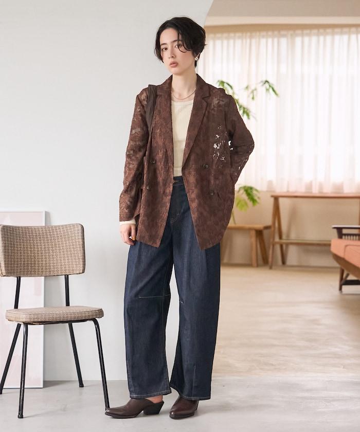 透視提花夾克