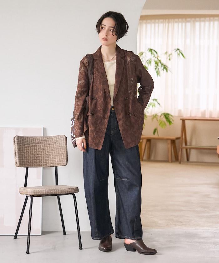 透視提花夾克