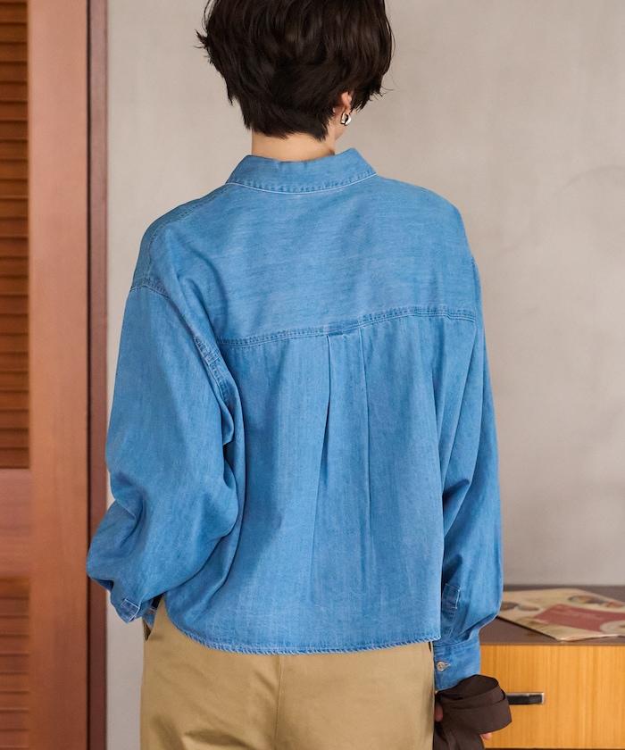 天絲牛仔襯衫/寬鬆牛仔襯衫