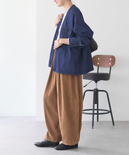 V領牛仔襯衫