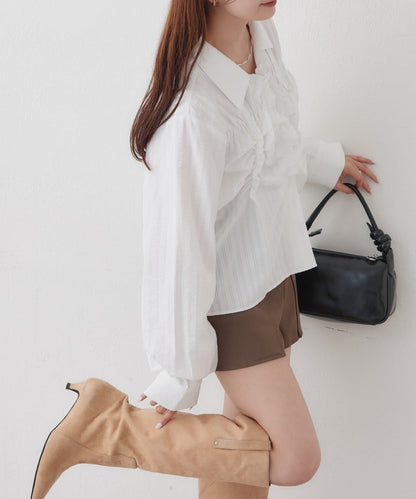 翻領收腰襯衫