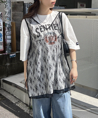 【NUNIFE】蕾絲側邊蝴蝶結馬甲