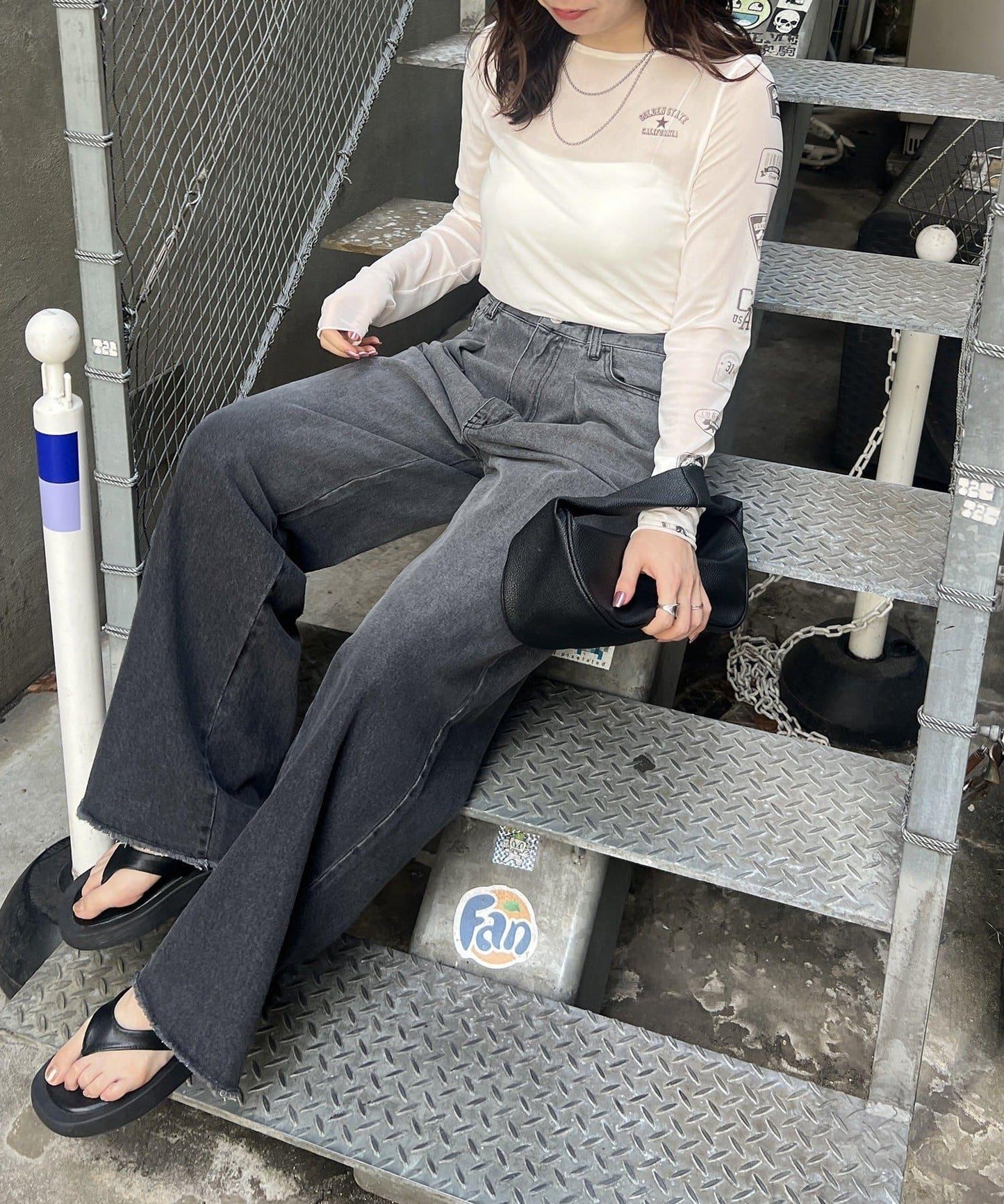 NUNIFE 袖口圖案透視內搭