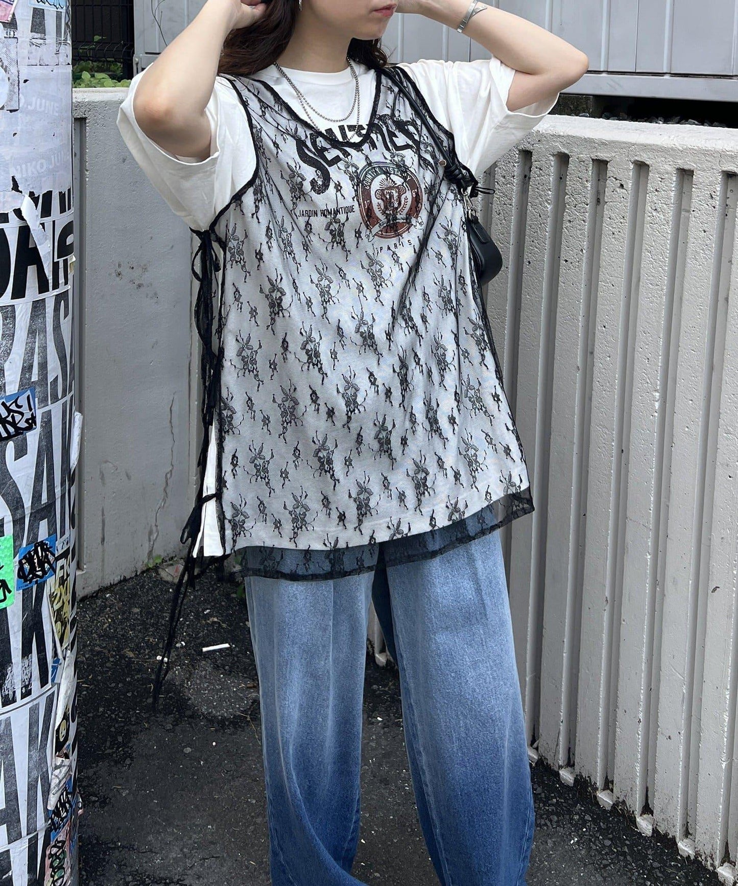 【NUNIFE】蕾絲側邊蝴蝶結馬甲