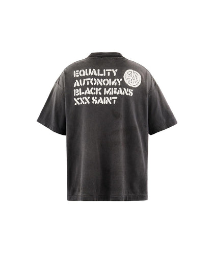 SAINT MICHAEL BKM_SS T-SHIRT PEACE BLACK 短袖T恤