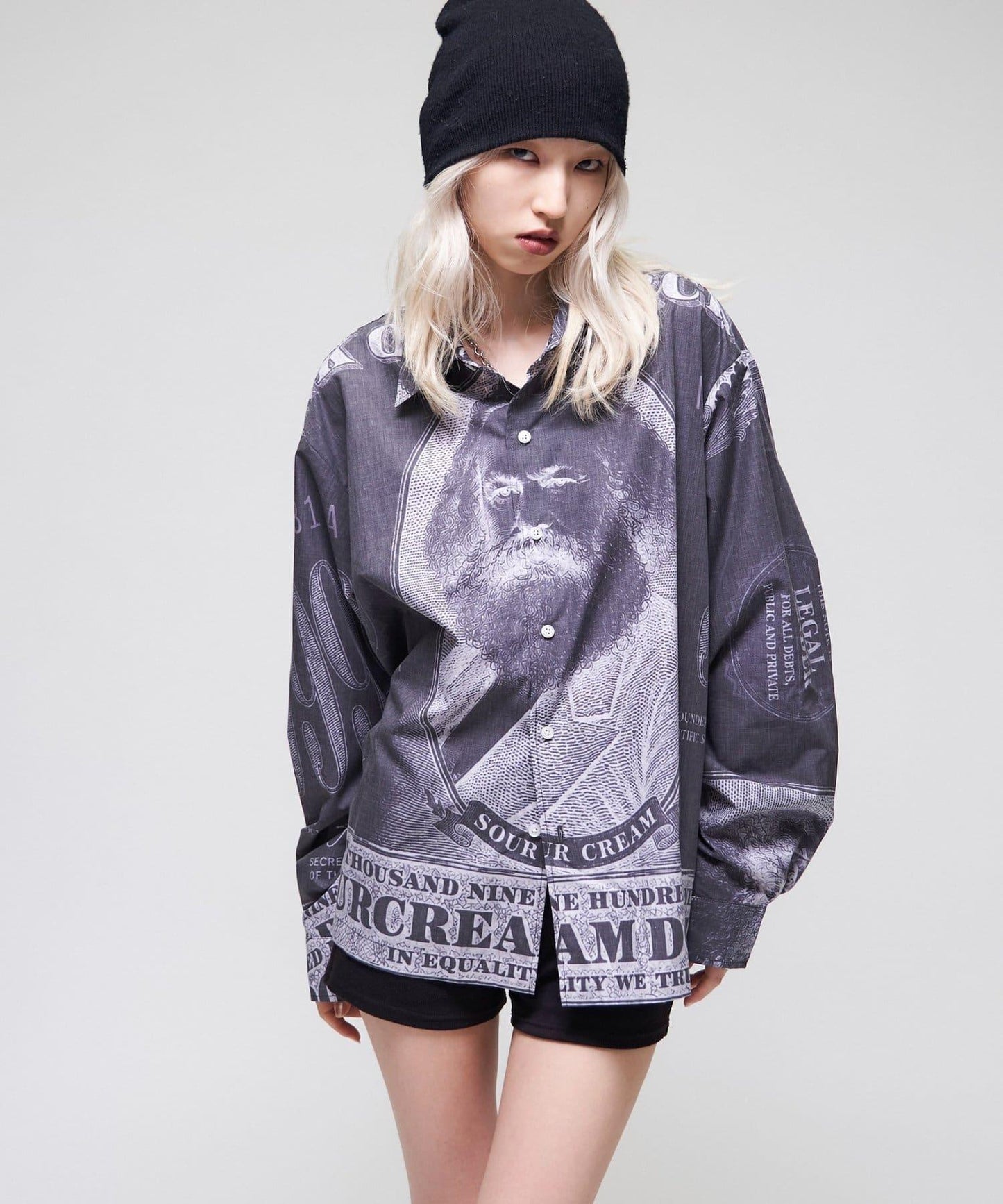 Sourcream/UNISEX 馬克思紙幣印花襯衫
