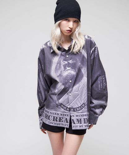 Sourcream/UNISEX 馬克思紙幣印花襯衫
