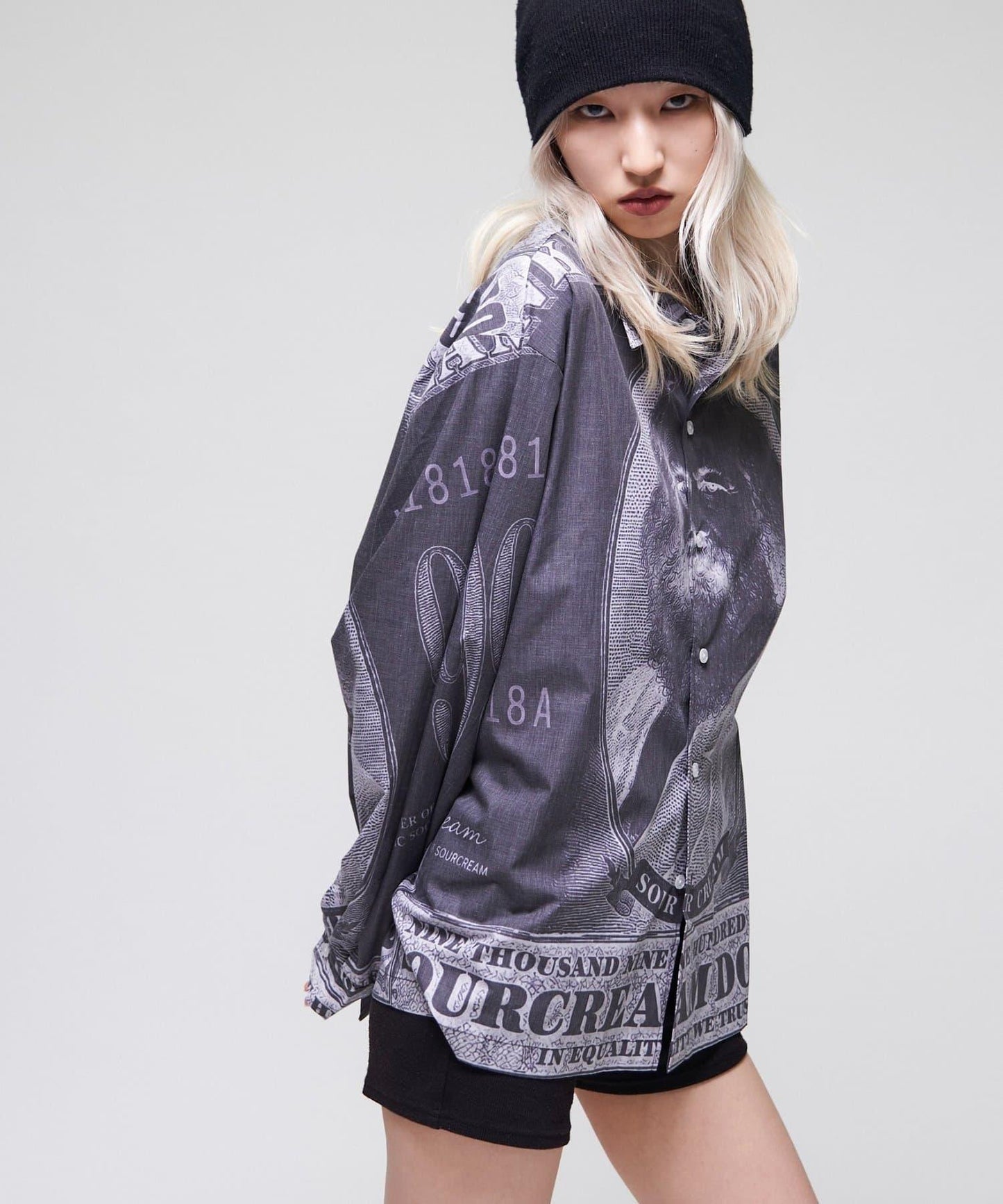 Sourcream/UNISEX 馬克思紙幣印花襯衫