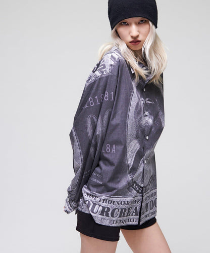 Sourcream/UNISEX 馬克思紙幣印花襯衫