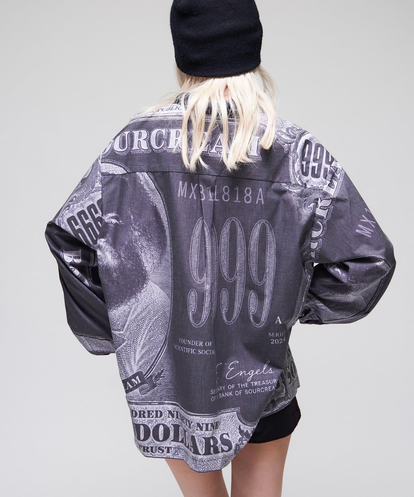 Sourcream/UNISEX 馬克思紙幣印花襯衫