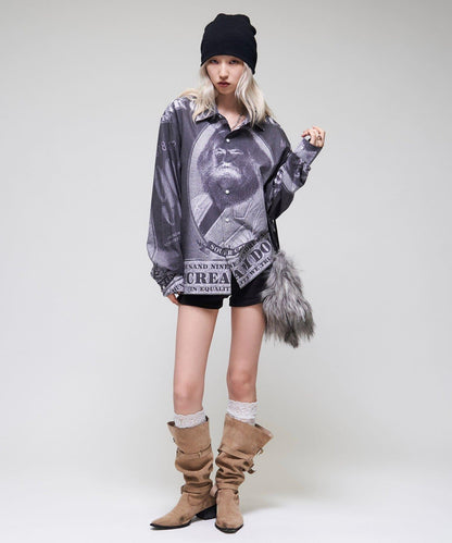 Sourcream/UNISEX 馬克思紙幣印花襯衫