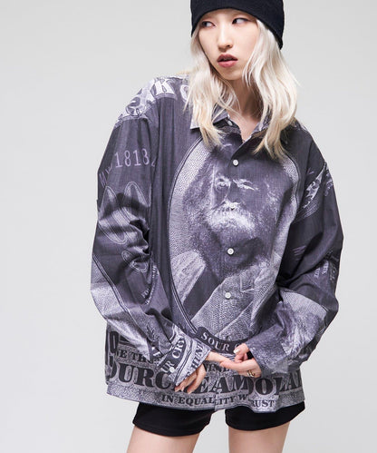 Sourcream/UNISEX 馬克思紙幣印花襯衫