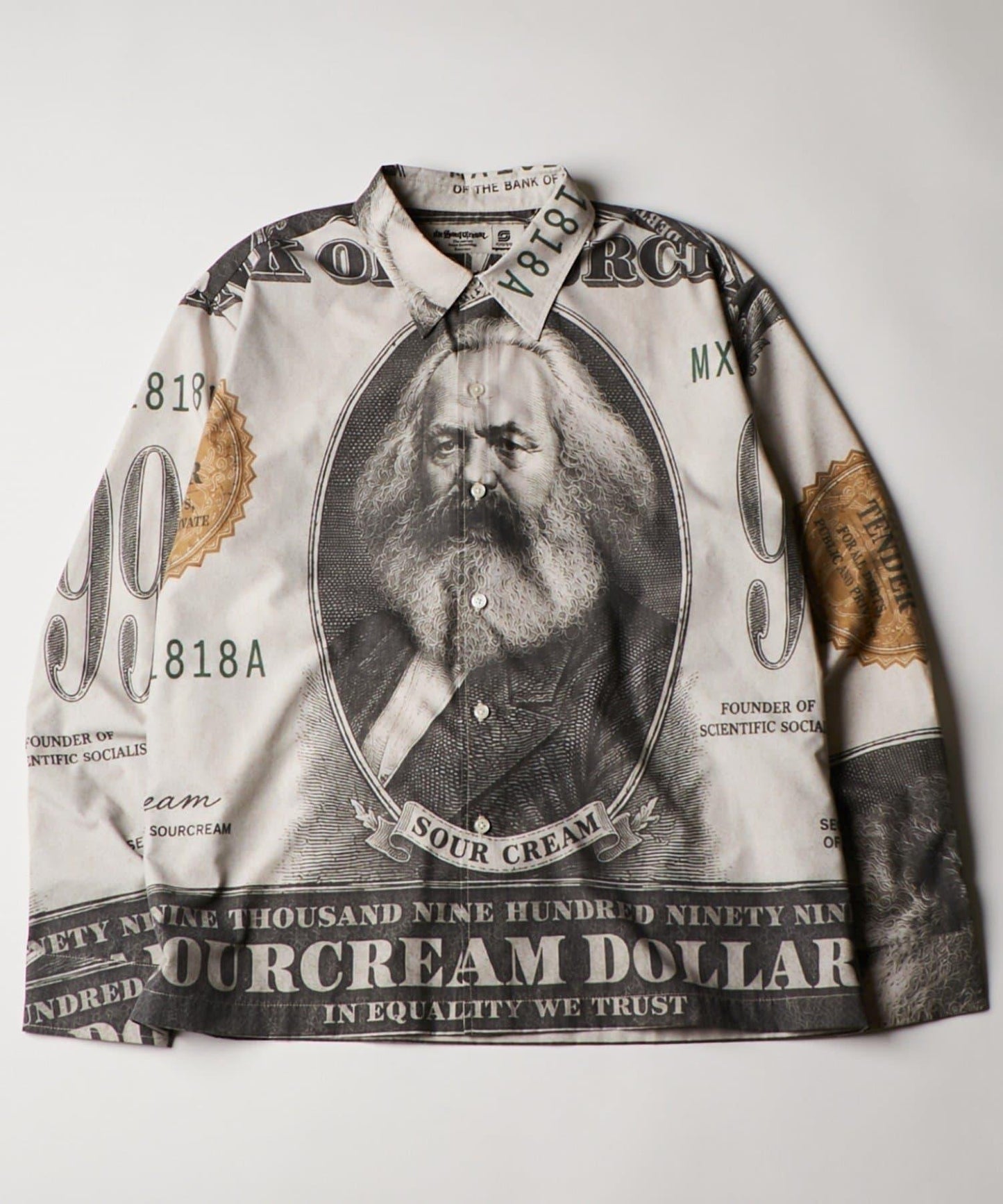Sourcream/UNISEX 馬克思紙幣印花襯衫