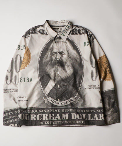 Sourcream/UNISEX 馬克思紙幣印花襯衫
