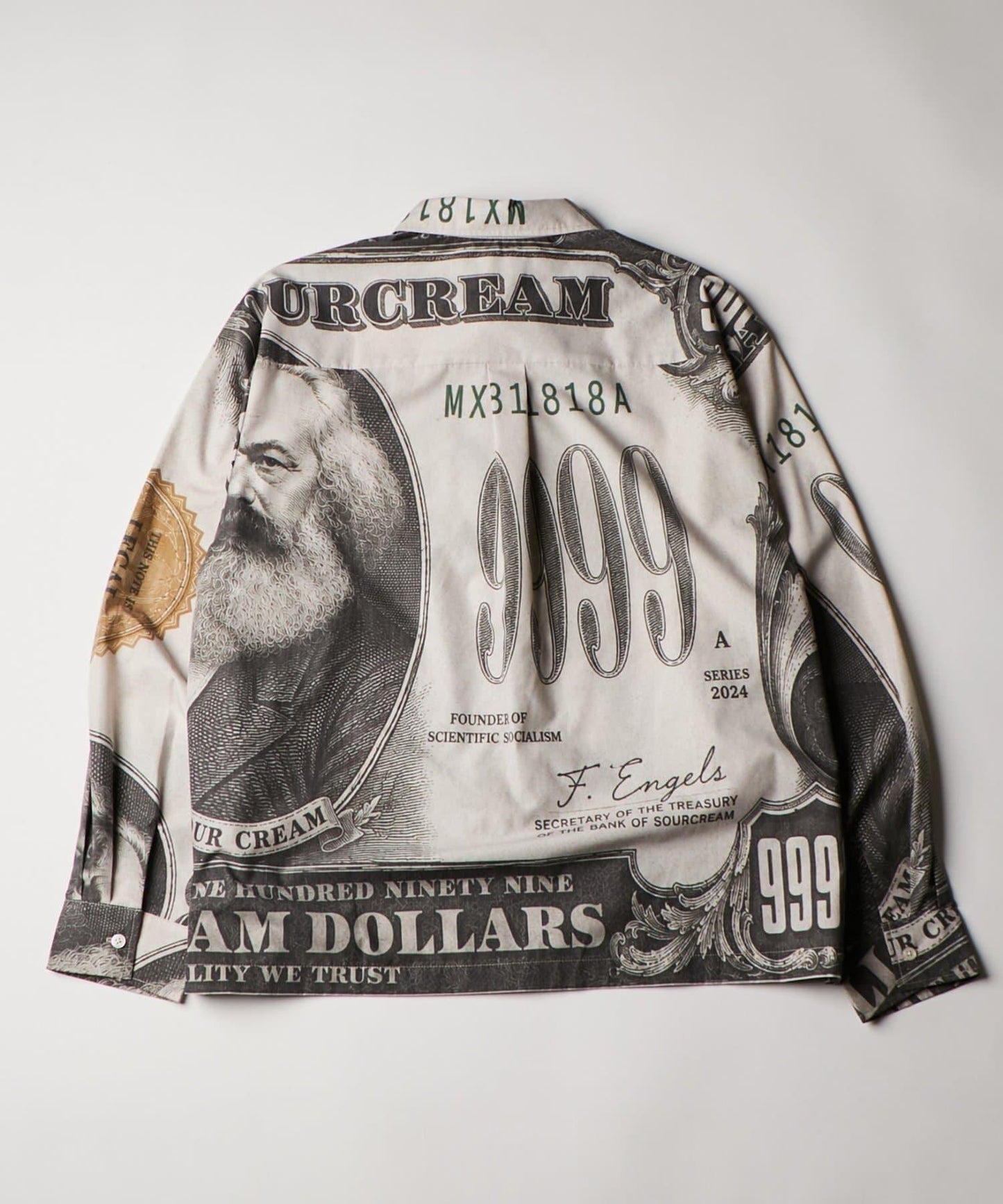 Sourcream/UNISEX 馬克思紙幣印花襯衫