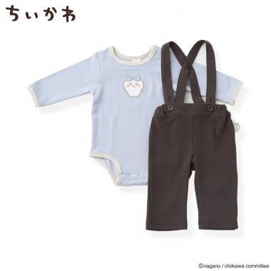 chiikawa（吉伊卡哇） 邊條紋連體衣+揹帶褲套裝