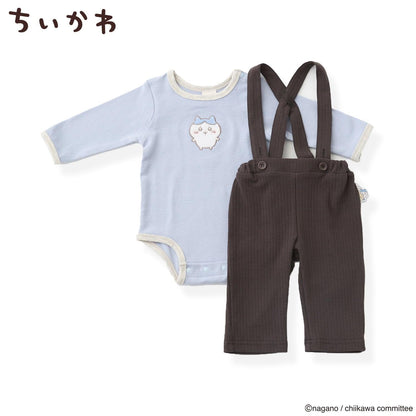 chiikawa（吉伊卡哇） 邊條紋連體衣+揹帶褲套裝