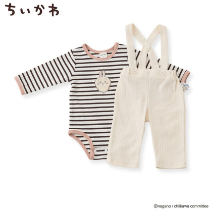 chiikawa（吉伊卡哇） 邊條紋連體衣+揹帶褲套裝