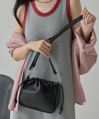 環保皮革抽繩迷你單肩包
