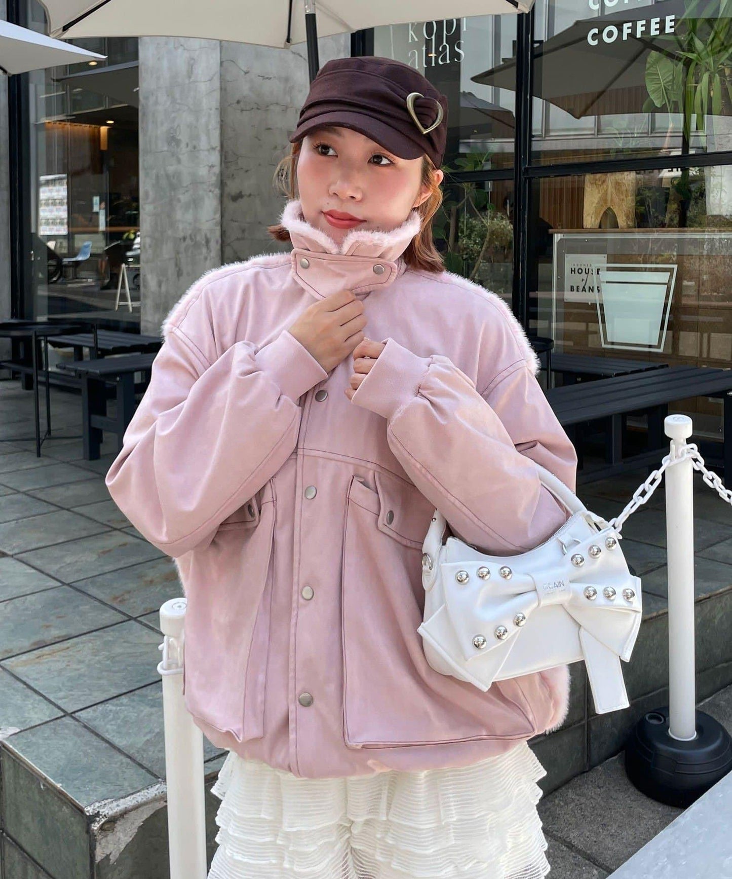 HELLO.SANFRANCISCO 斑比紋大口袋麂皮外套
