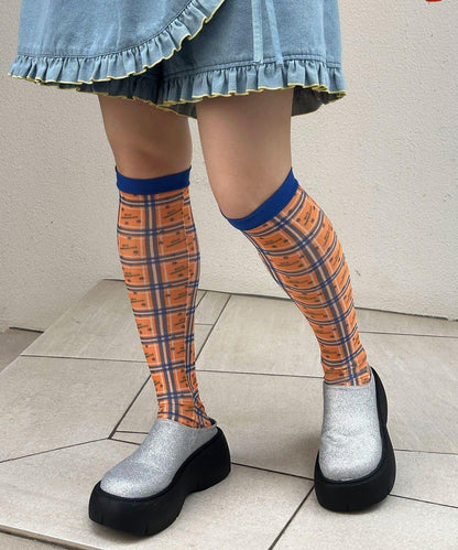 HELLO.SANFRANCISCO/ハローサンフランシスコ 格紋星星印花Logo透明短襪