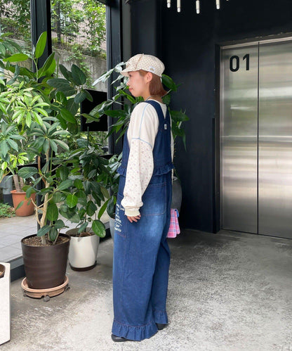 HELLO.SANFRANCISCO Logo印花荷葉邊連體褲