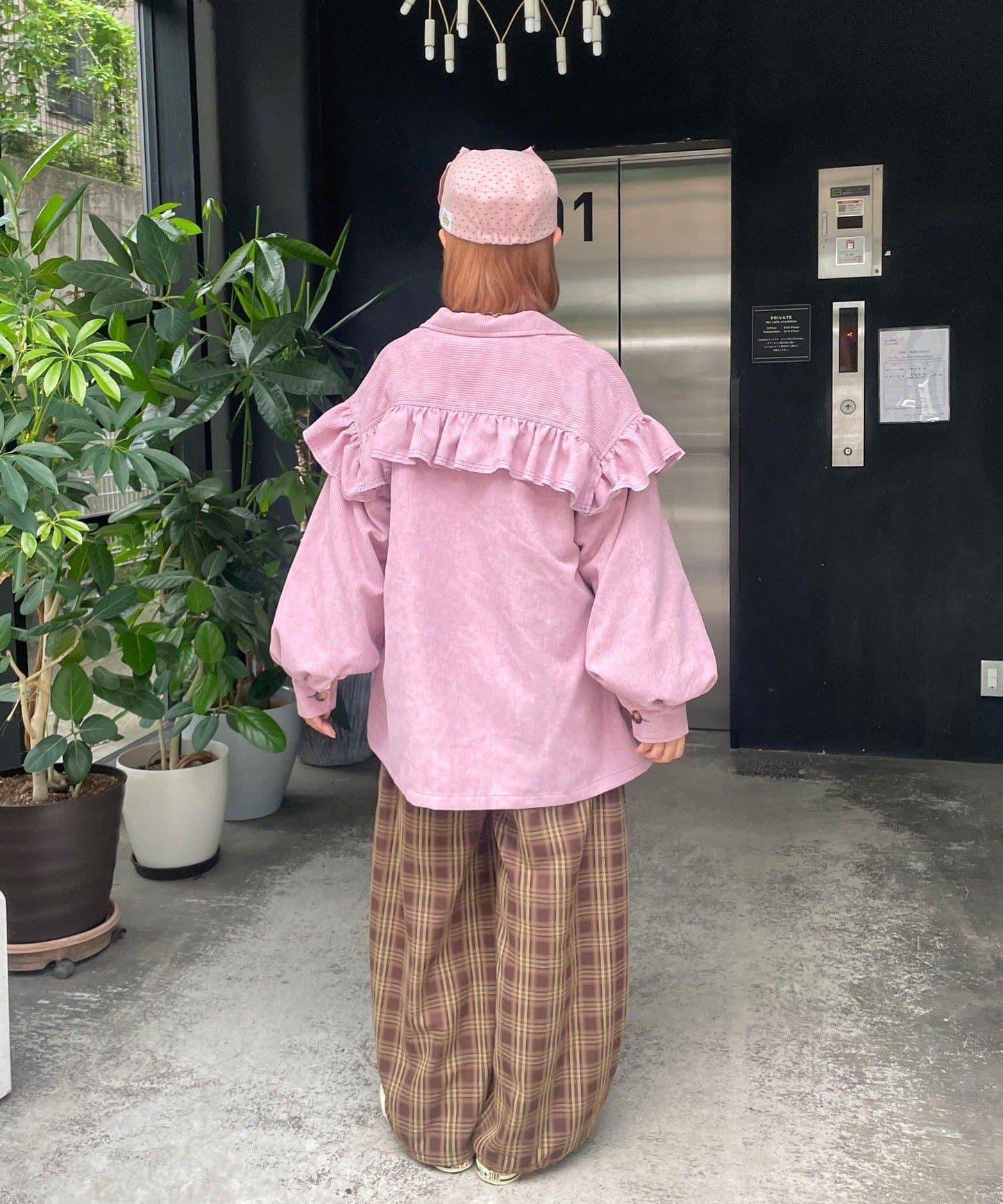 HELLO.SANFRANCISCO 燈芯絨荷葉邊泡泡袖西裝夾克