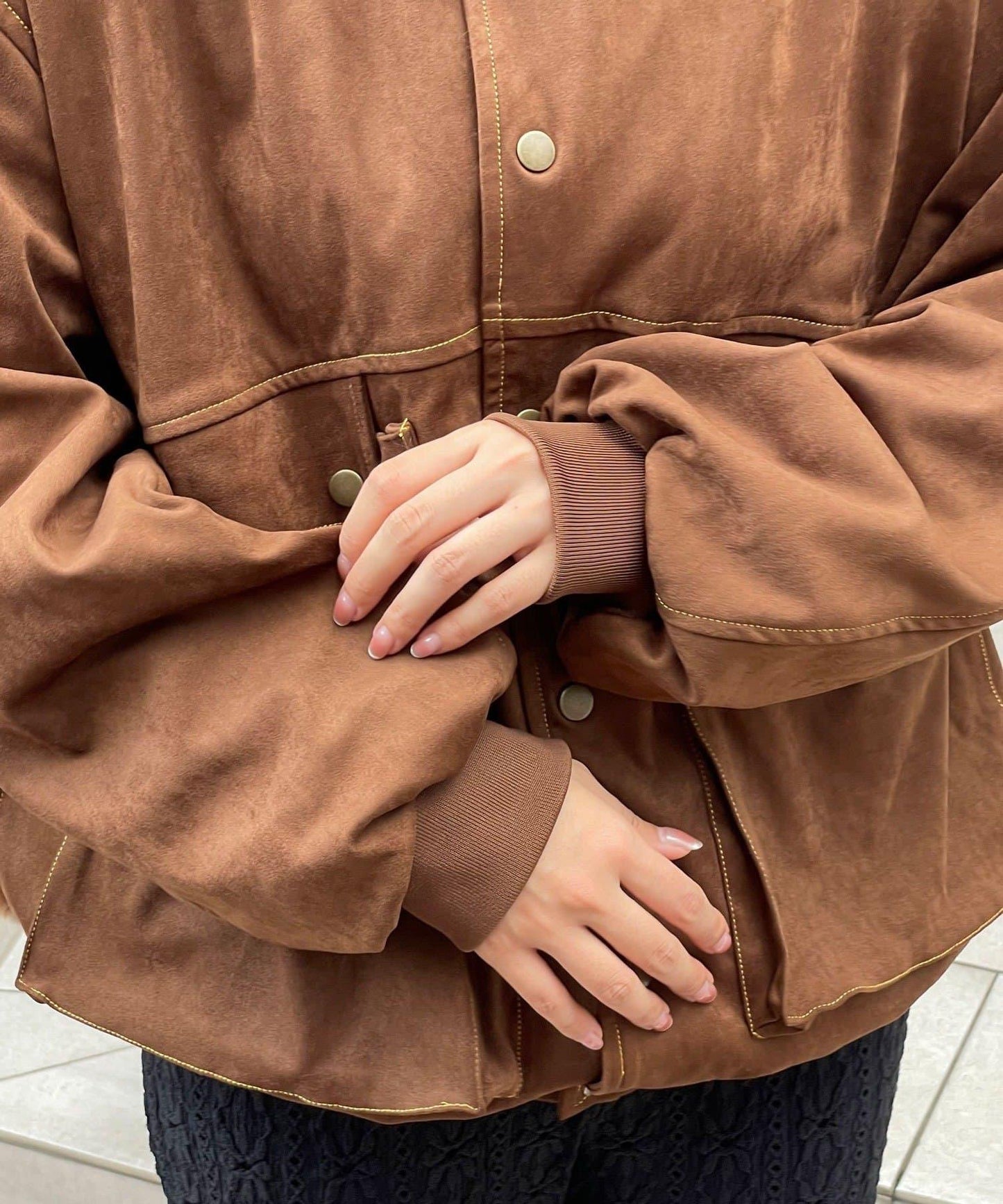 HELLO.SANFRANCISCO 斑比紋大口袋麂皮外套