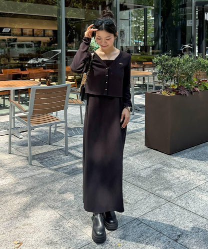 MARIN 金屬掛件針織開衫+吊帶連衣裙套裝