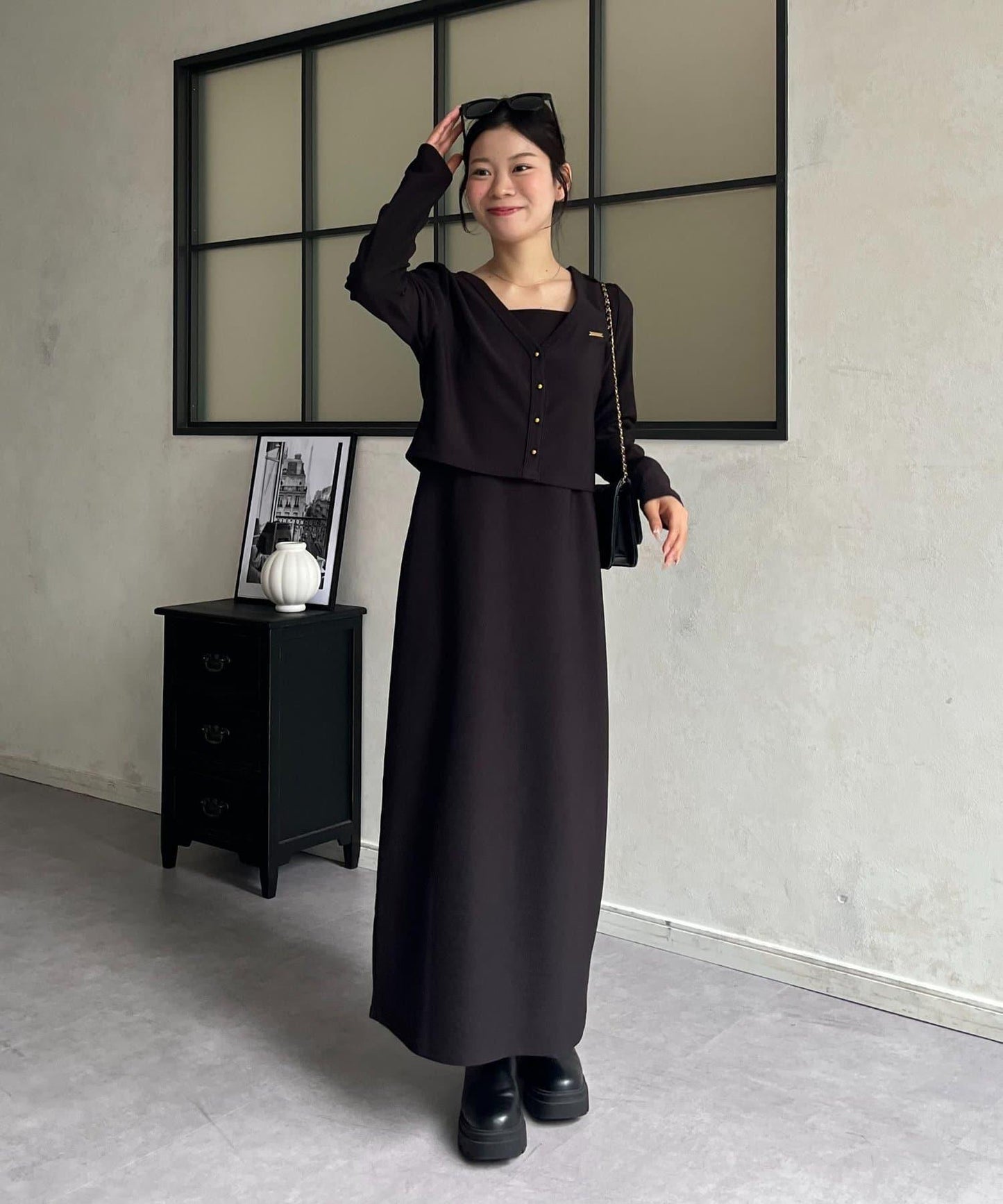 MARIN 金屬掛件針織開衫+吊帶連衣裙套裝
