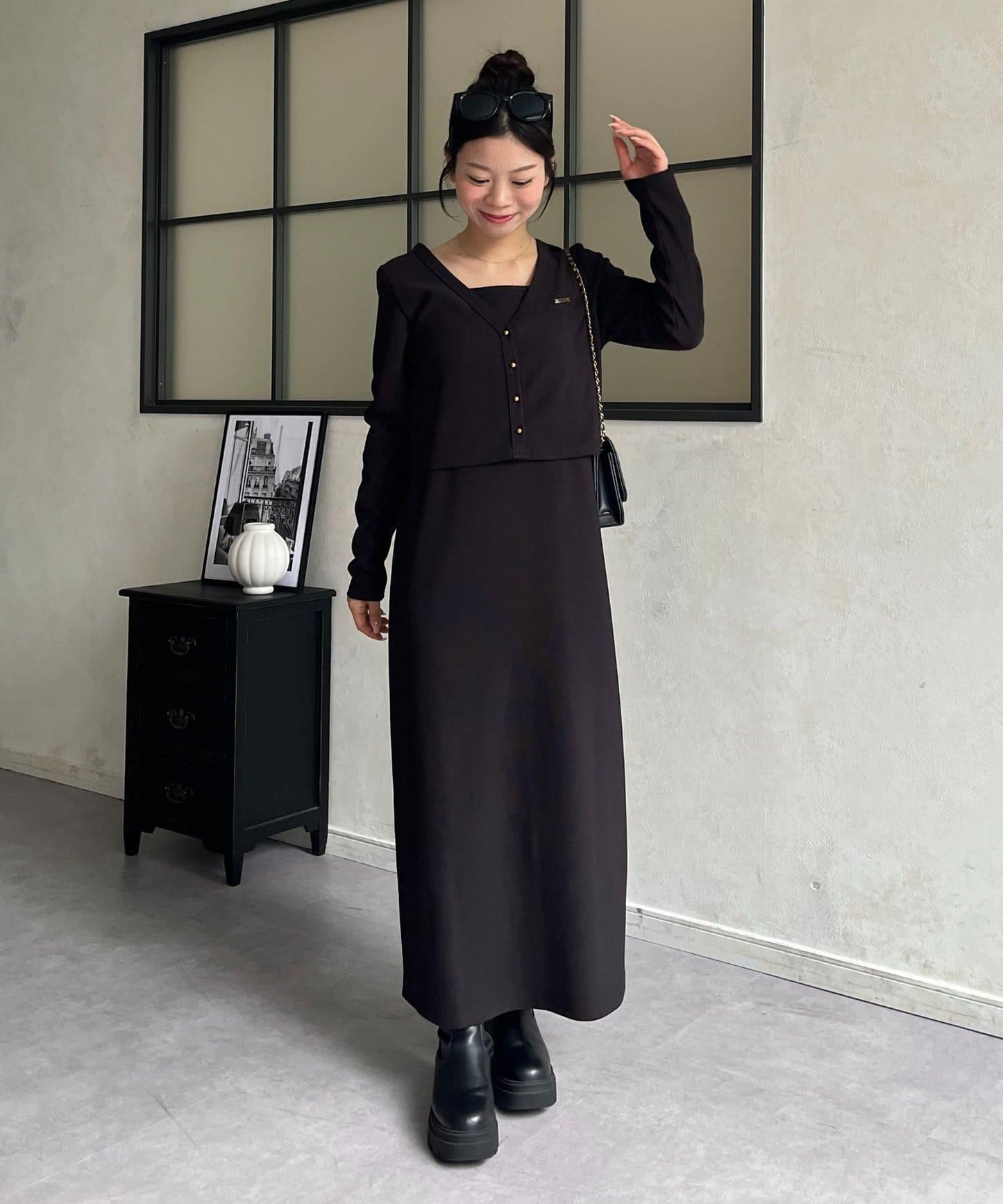 MARIN 金屬掛件針織開衫+吊帶連衣裙套裝
