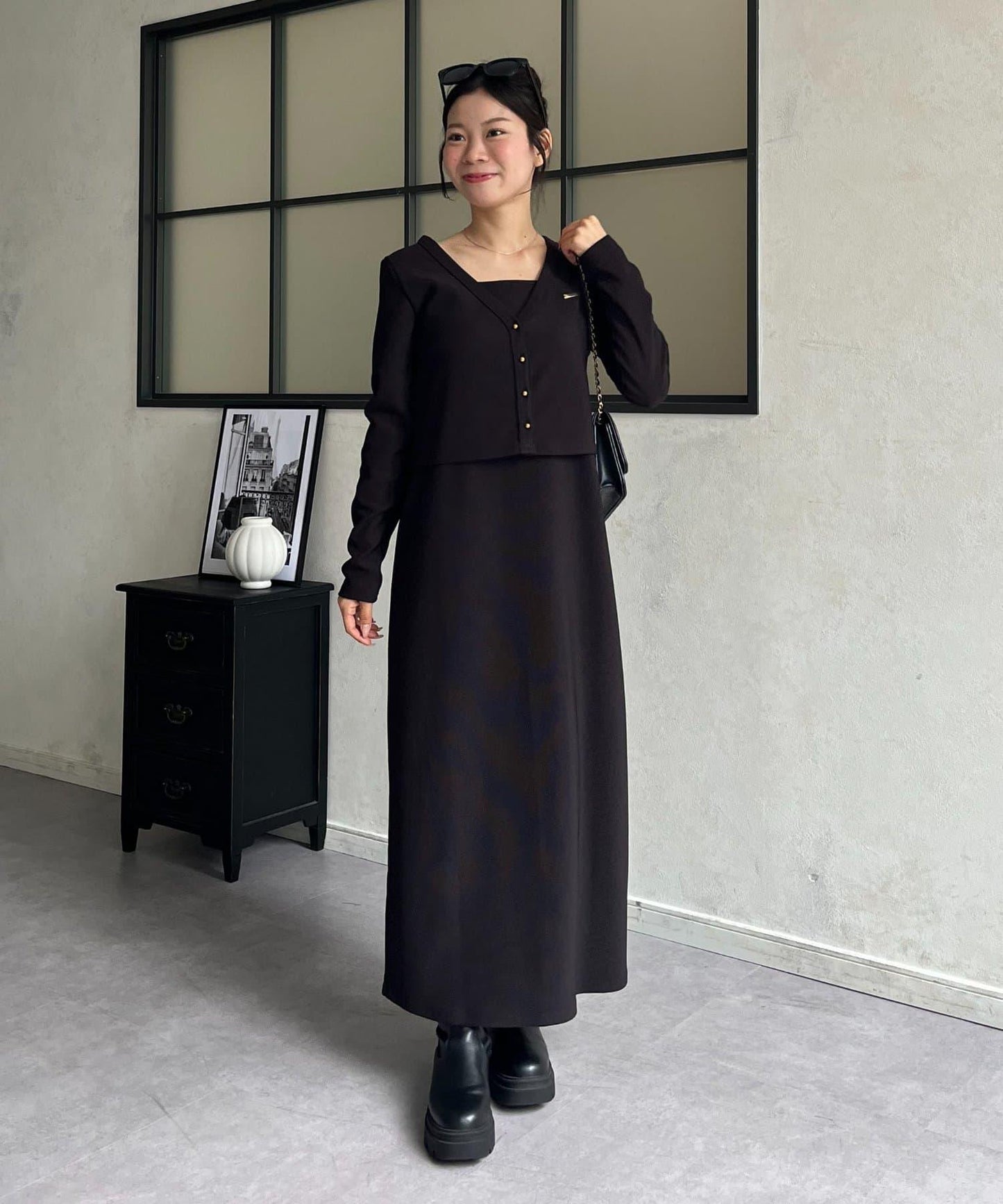 MARIN 金屬掛件針織開衫+吊帶連衣裙套裝