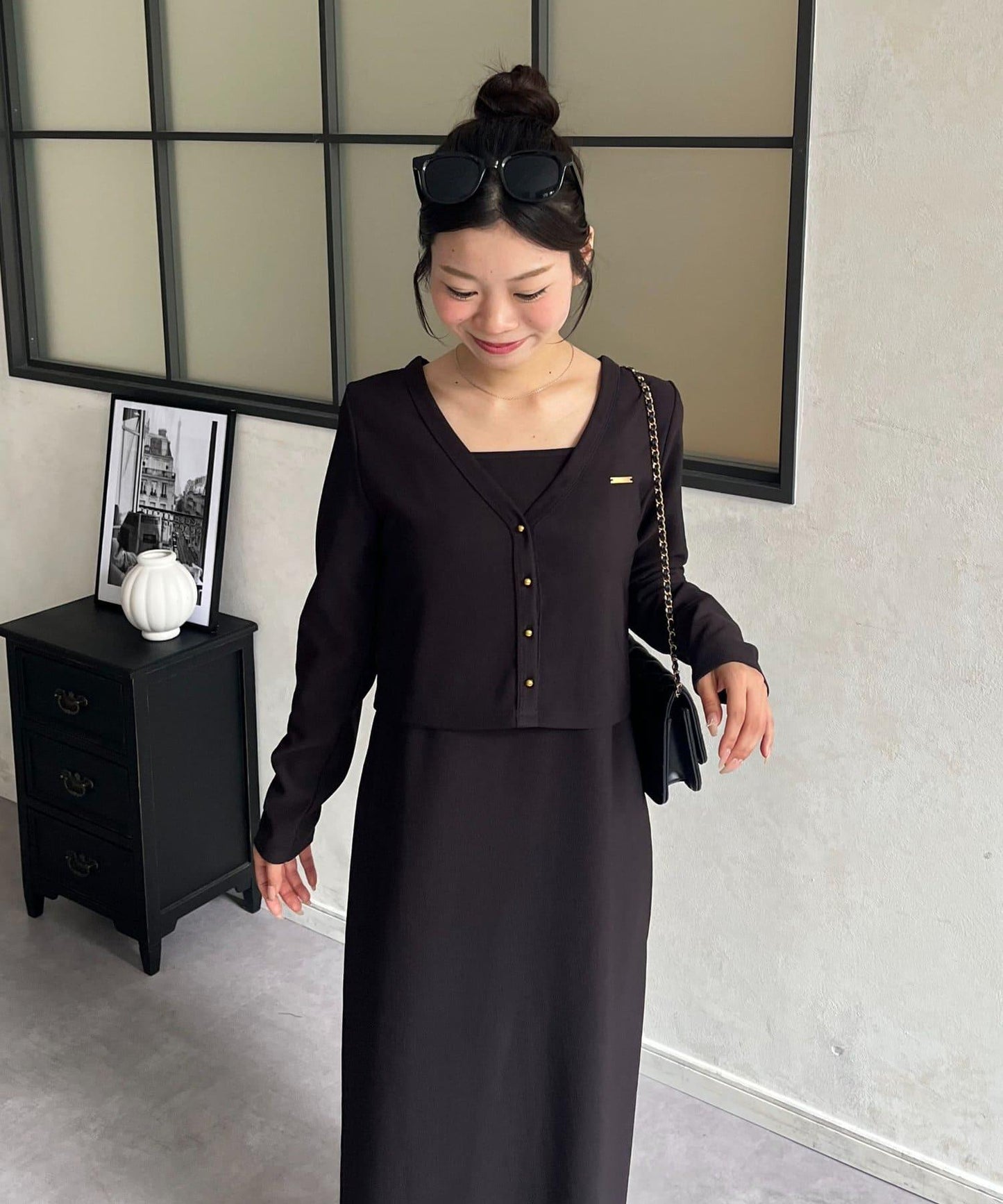 MARIN 金屬掛件針織開衫+吊帶連衣裙套裝