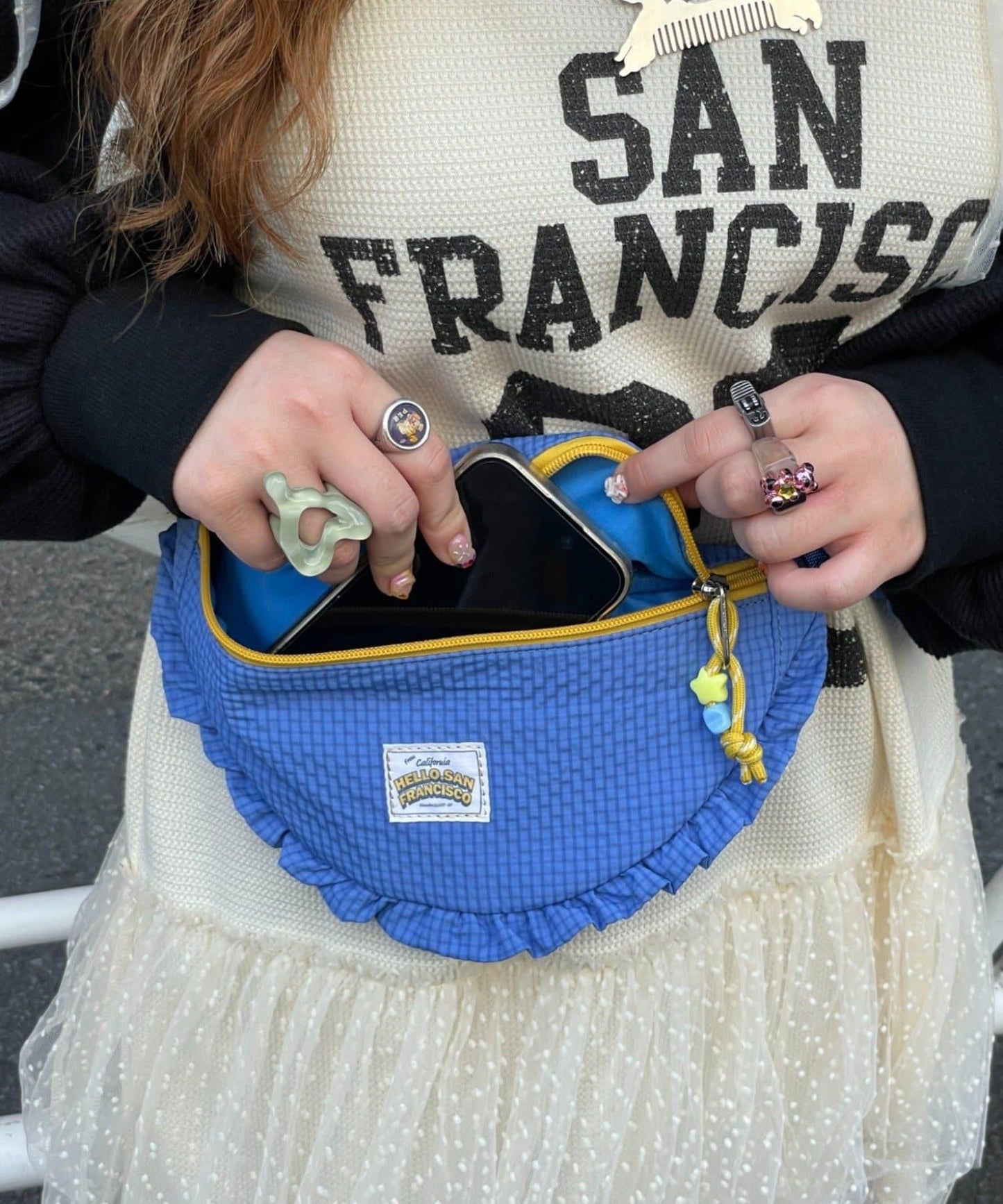 HELLO.SANFRANCISCO 褶邊組合腰包