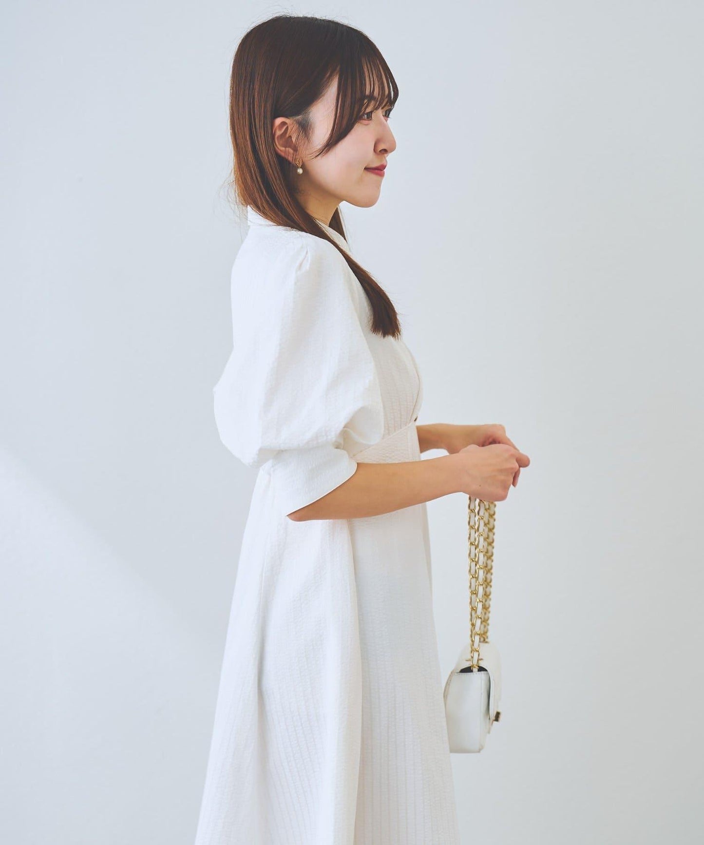 【La boutique BonBon】條紋喇叭襯衫連衣裙