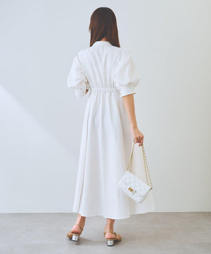 【La boutique BonBon】條紋喇叭襯衫連衣裙