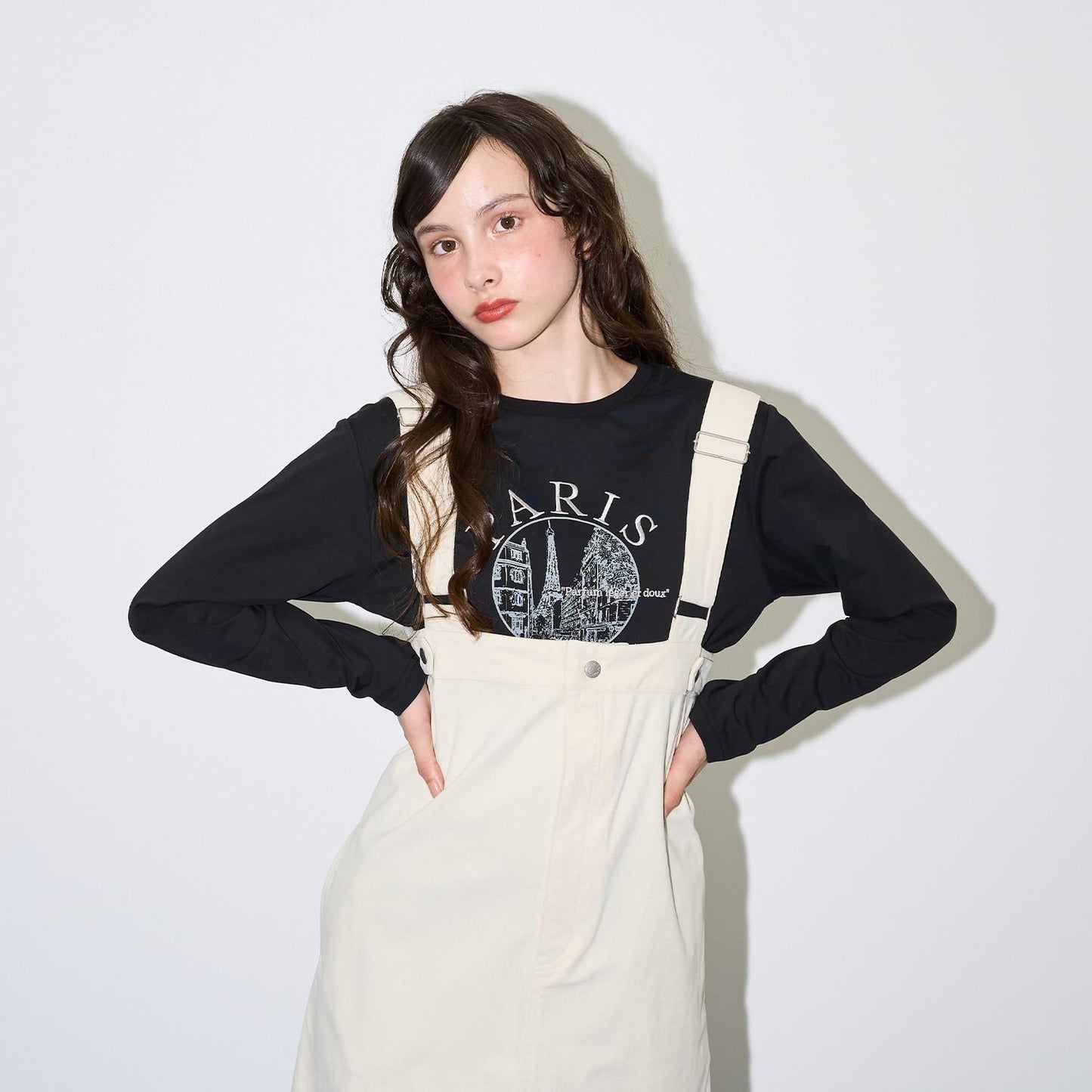 【AMI】フェイクファーベスト×長袖Tシャツセット