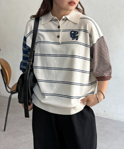 薩加拉刺繡毛絨針織Polo衫