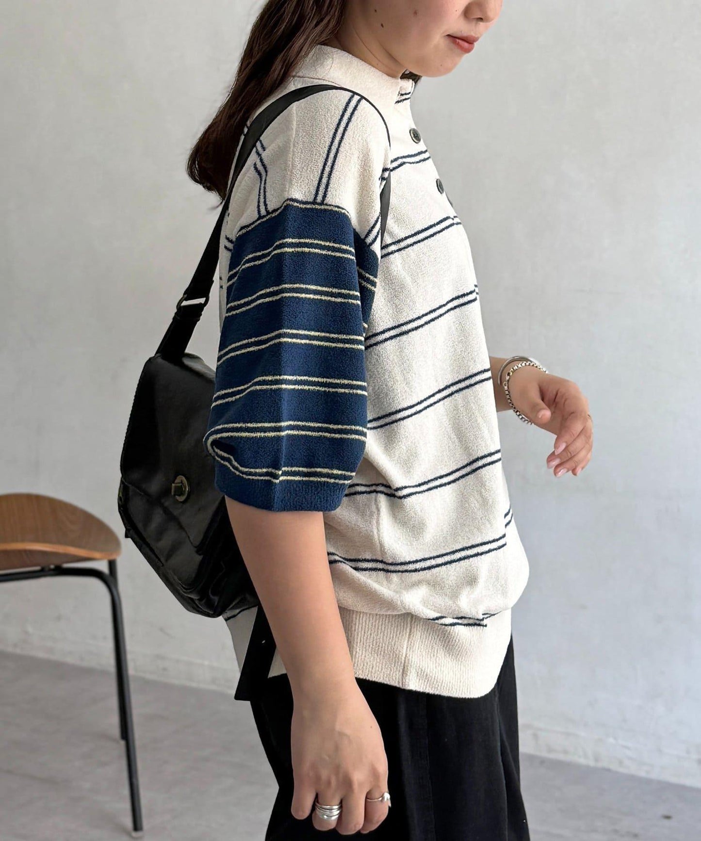 薩加拉刺繡毛絨針織Polo衫