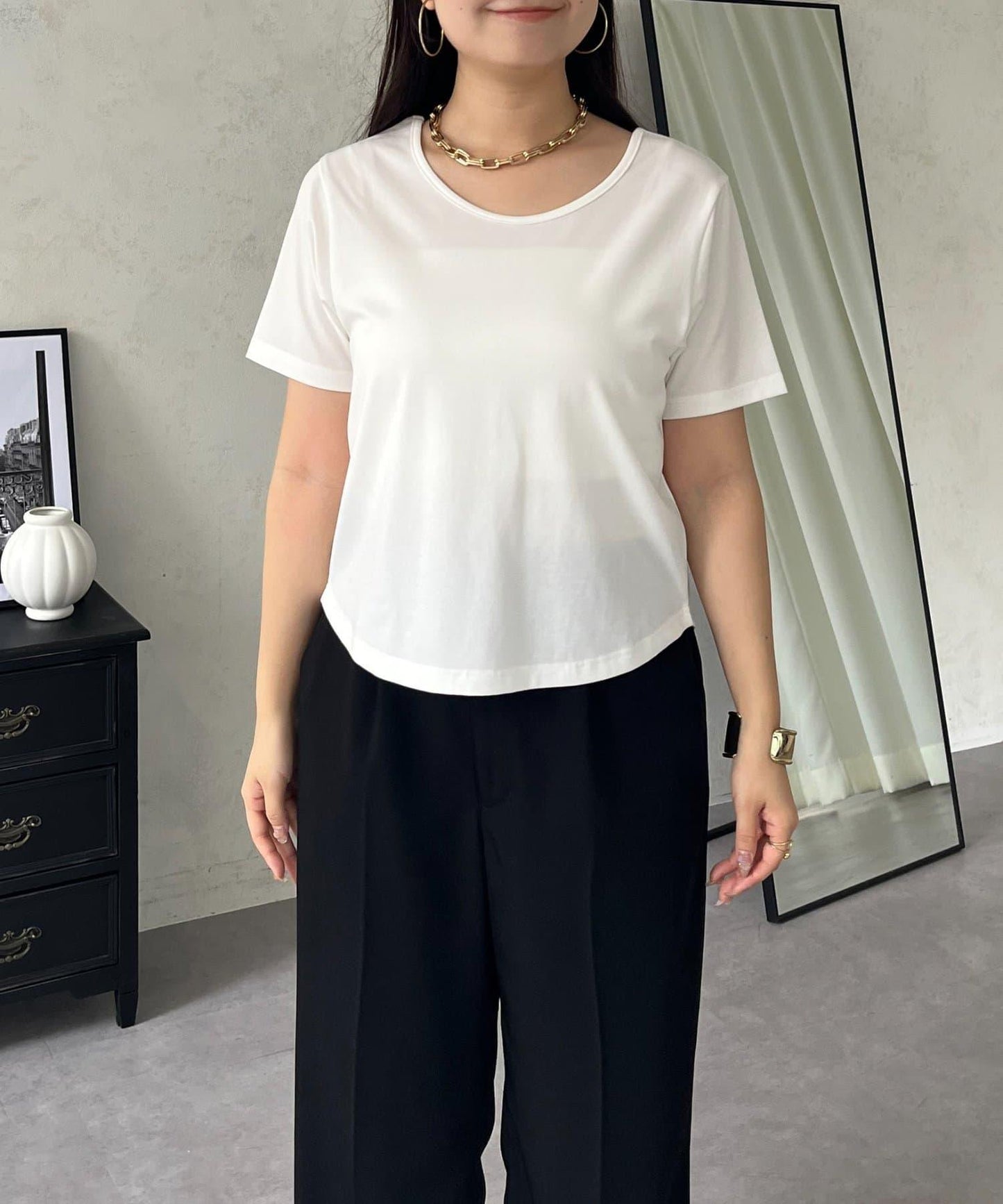 接觸冷感 前後兩穿 中開叉 短款T恤