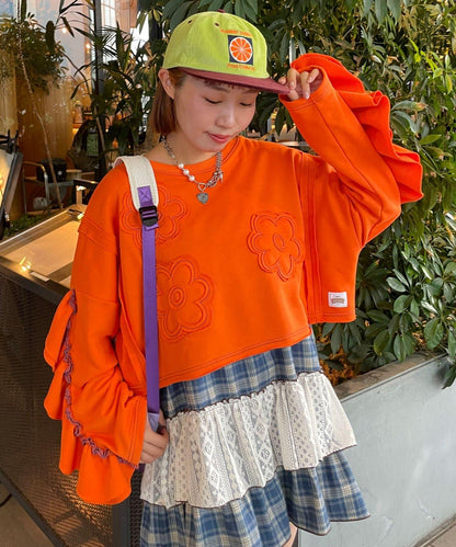 HELLO.SANFRANCISCO/ハローサンフランシスコ 改造花卉荷葉邊短款衛衣