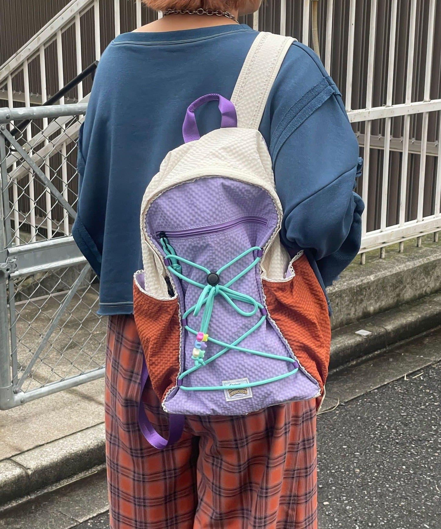 HELLO.SANFRANCISCO 彩色羅紋雙肩包