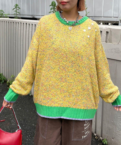 HELLO.SANFRANCISCO 紐扣彩色寬鬆針織衫