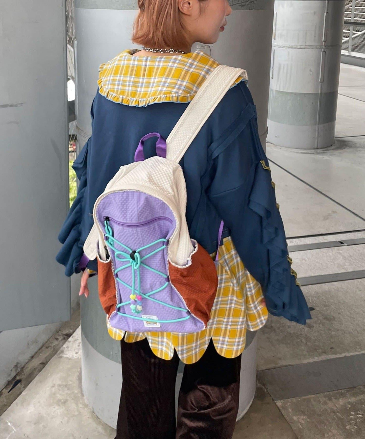 HELLO.SANFRANCISCO 彩色羅紋雙肩包